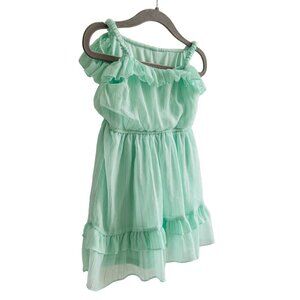Wonder Nation Girls Aqua Ruffle Dress Size 2T Made In Philippines 99% Polyester